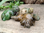 Hand Made Green Verdite Hippo Carvings x 3 From Zimbabwe - Toprock Gemstones and Minerals 