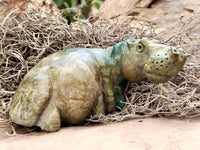 Hand Made Green Verdite Hippo Carvings x 3 From Zimbabwe - Toprock Gemstones and Minerals 