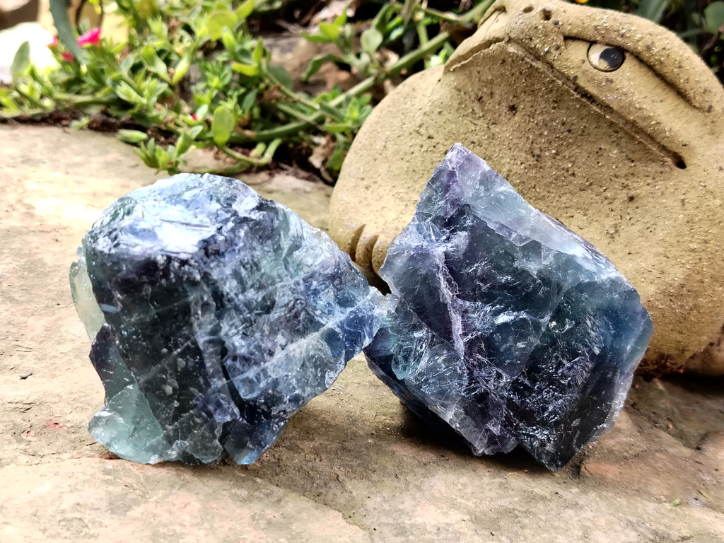 Natural Watermelon Fluorite Cobbed Specimens x 6 From Uis, Namibia - Toprock Gemstones and Minerals 