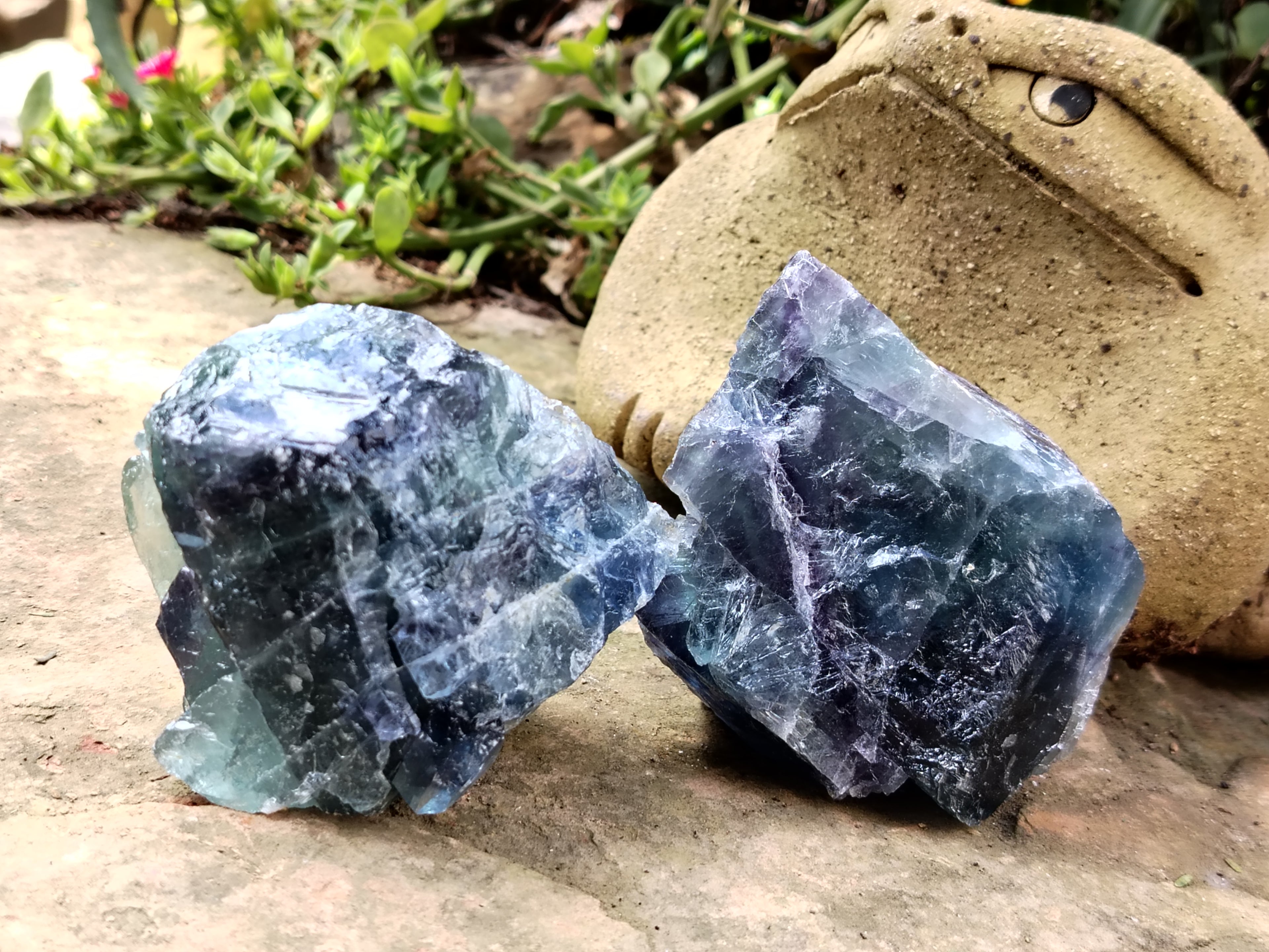 Natural Watermelon Fluorite Cobbed Specimens x 6 From Uis, Namibia - Toprock Gemstones and Minerals 