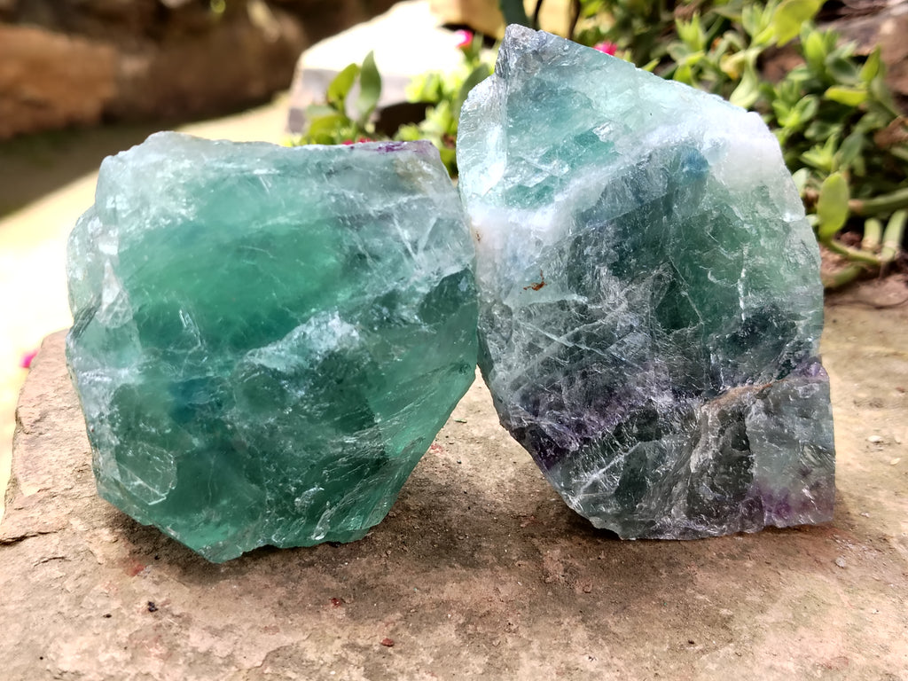 Natural Watermelon Fluorite Cobbed Specimens x 6 From Uis, Namibia - Toprock Gemstones and Minerals 
