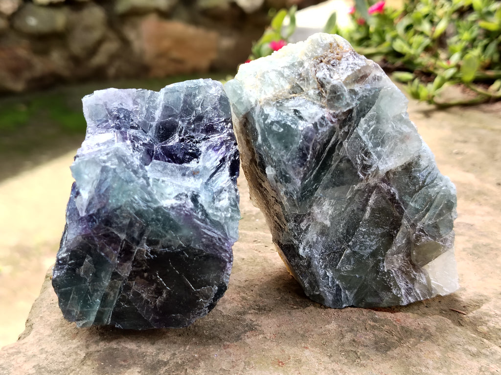 Natural Watermelon Fluorite Cobbed Specimens x 6 From Uis, Namibia - Toprock Gemstones and Minerals 