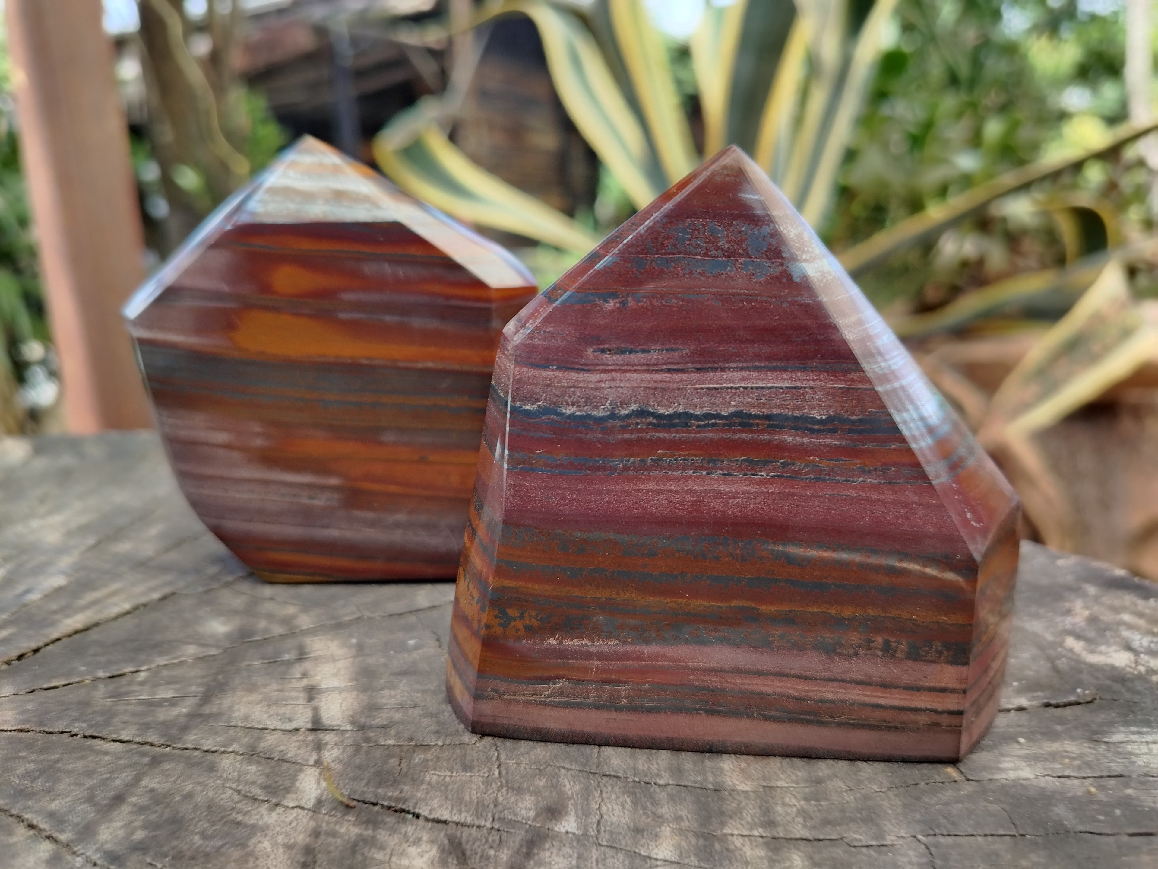 Polished Banded Tiger Iron Jasper Points x 4 From South Africa - Toprock Gemstones and Minerals 