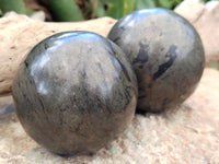 Polished Pharaoh Stone Spheres x 2 From Zimbabwe - Toprock Gemstones and Minerals 
