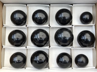 Polished Black Basalt Spheres x 12 From Madagascar - Toprock Gemstones and Minerals 