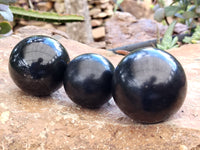 Polished Black Basalt Spheres x 12 From Madagascar - Toprock Gemstones and Minerals 