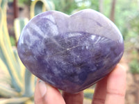 Polished Lepidolite With Pink Tourmaline Gemstone Hearts x 6 From Madagascar