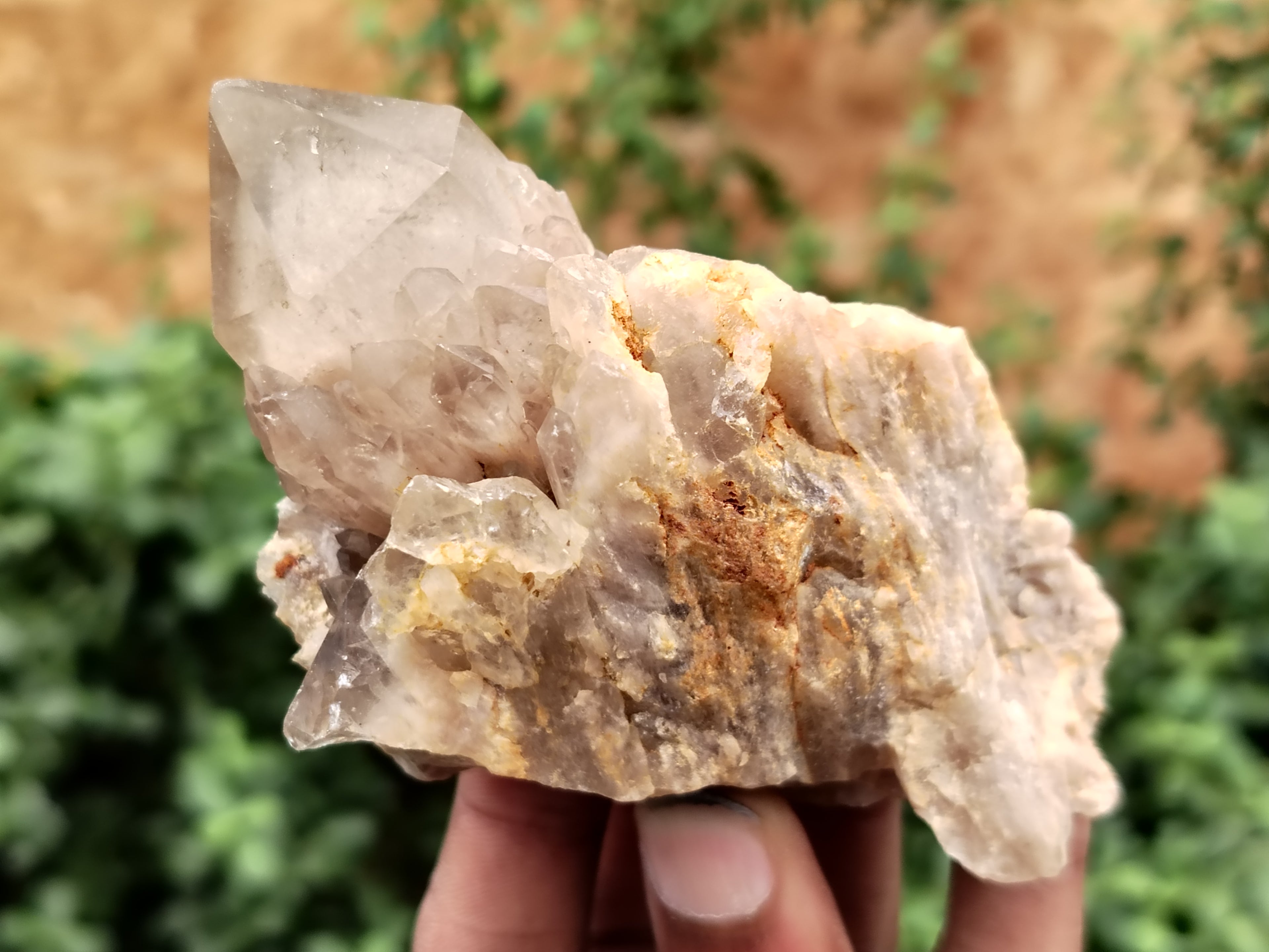 Natural Smokey Phantom Quartz Clusters x 6 From Luena, Congo - Toprock Gemstones and Minerals 