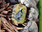 Polished Unakite Pendant with Hand Painted Zebra - Sold Per Item - From South Africa - Toprock Gemstones and Minerals 