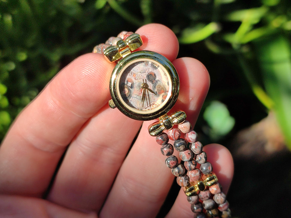 Hand Made Snakeskin Rhyolite Jasper Vintage Lafon Wristwatch - sold per item - From Australia - Toprock Gemstones and Minerals 