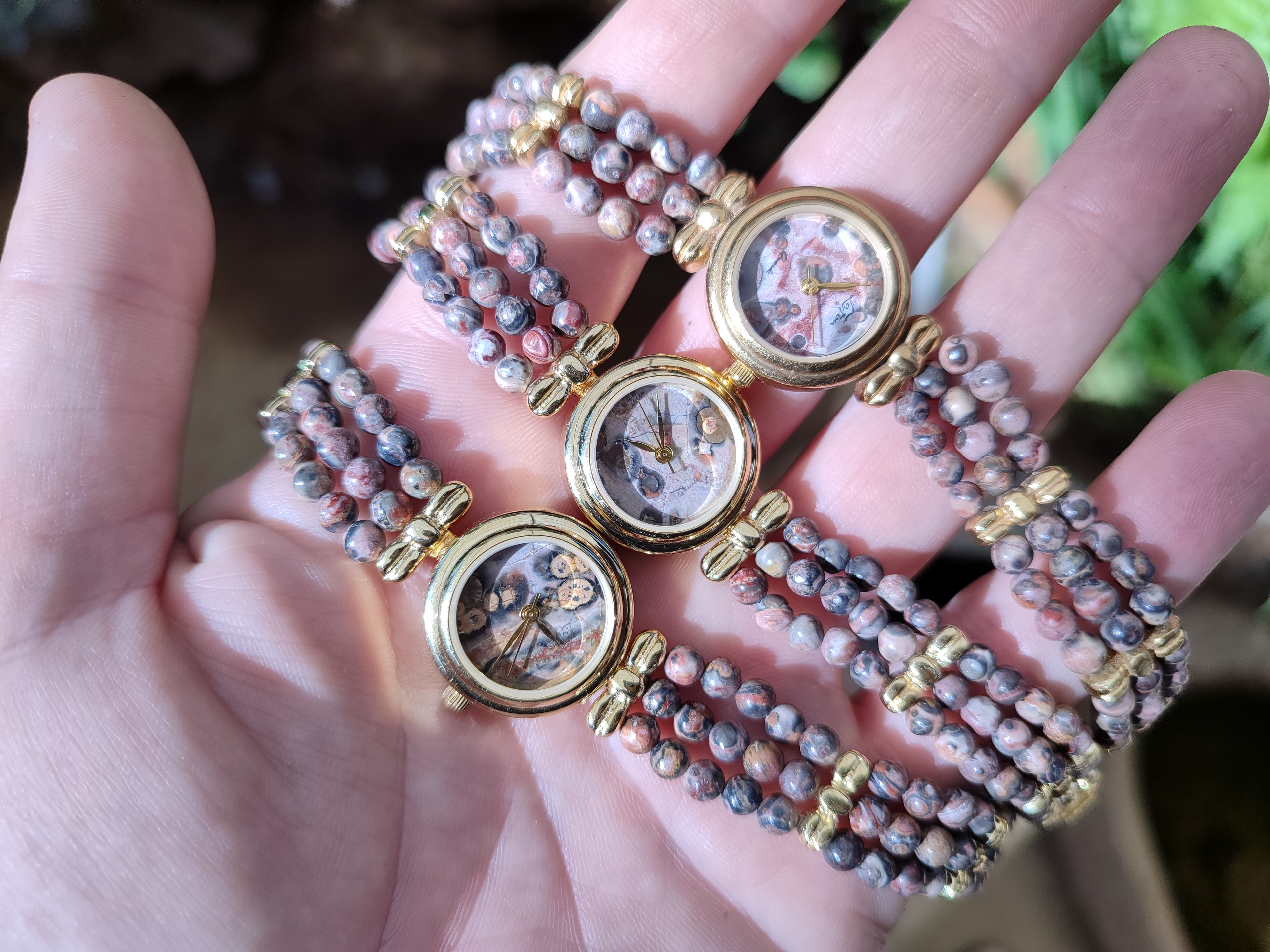 Hand Made Snakeskin Rhyolite Jasper Vintage Lafon Wristwatch - sold per item - From Australia - Toprock Gemstones and Minerals 