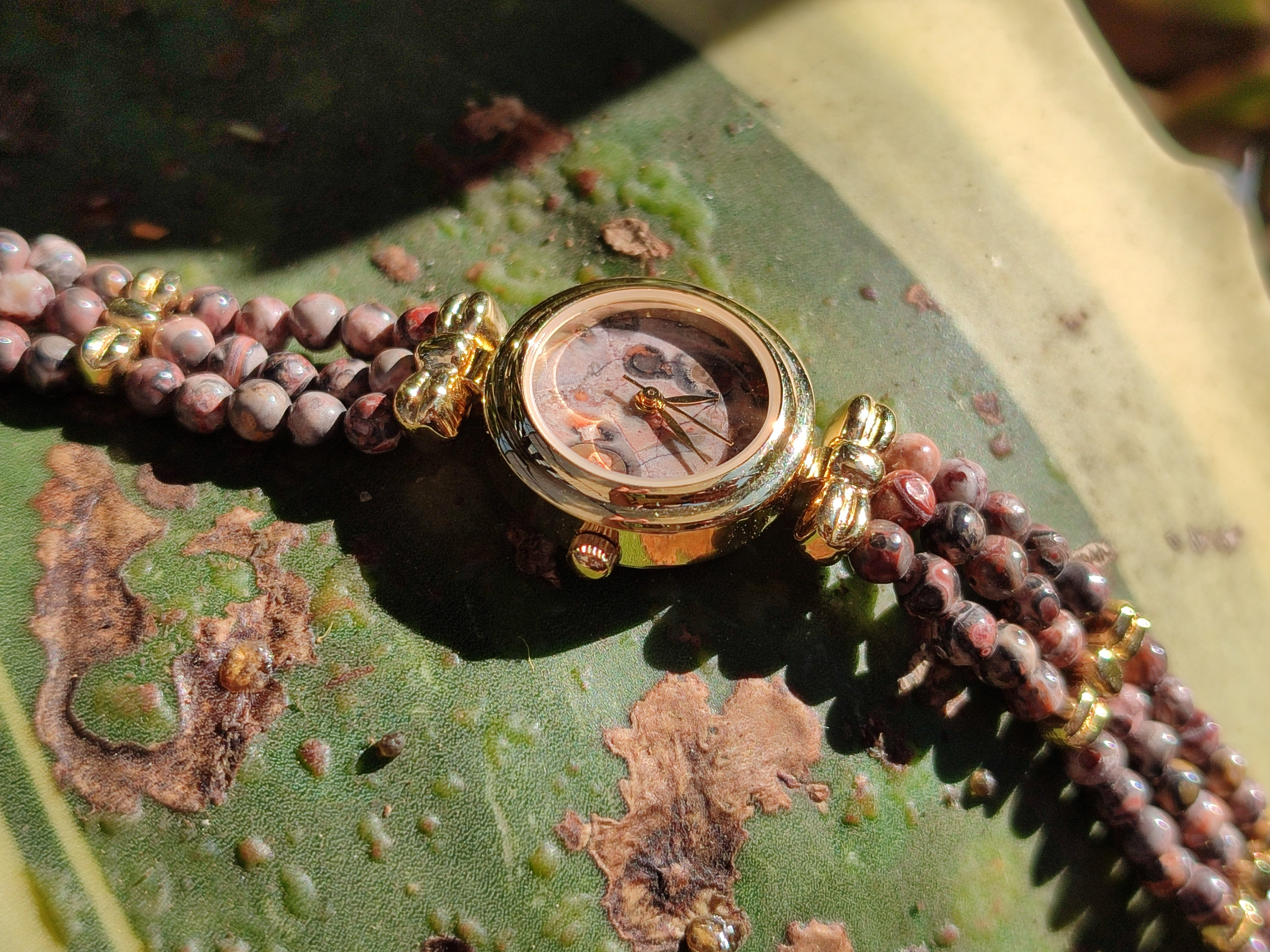 Hand Made Snakeskin Rhyolite Jasper Vintage Lafon Wristwatch - sold per item - From Australia - Toprock Gemstones and Minerals 