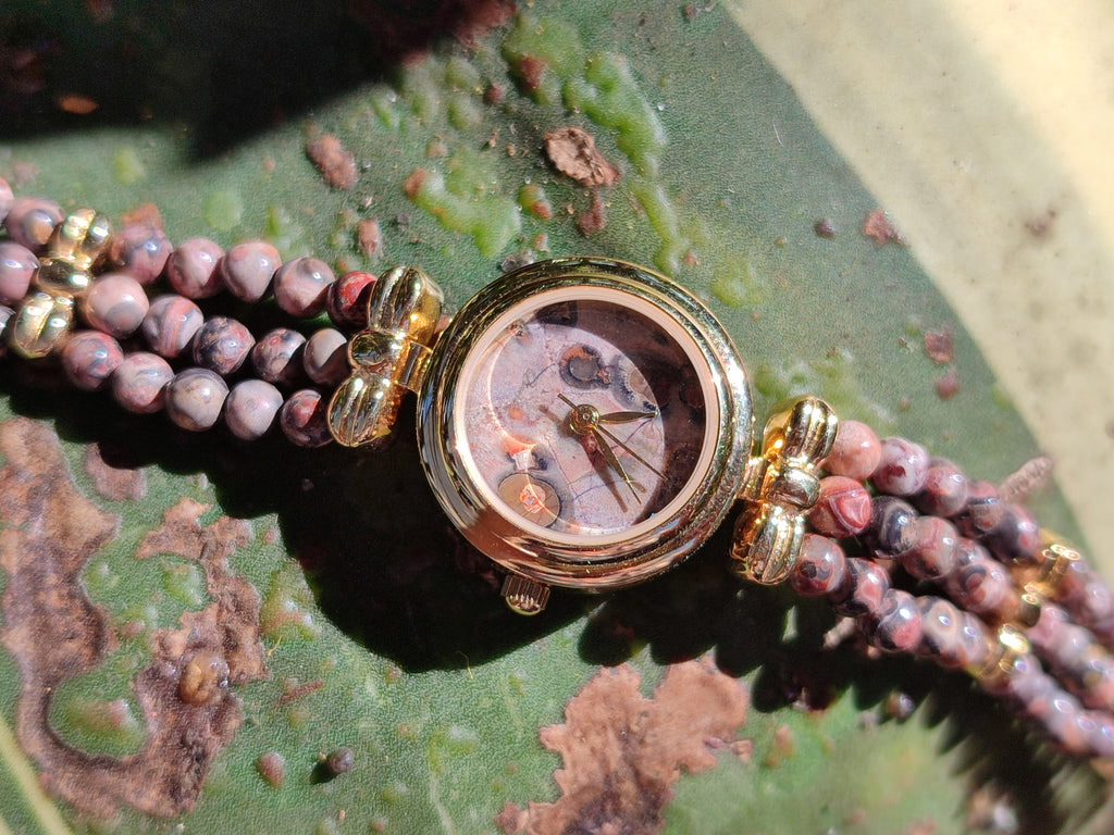 Hand Made Snakeskin Rhyolite Jasper Vintage Lafon Wristwatch - sold per item - From Australia - Toprock Gemstones and Minerals 
