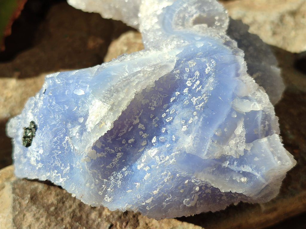Natural Etched Blue Chalcedony Specimens x 2 From Nsanje, Malawi - Toprock Gemstones and Minerals 