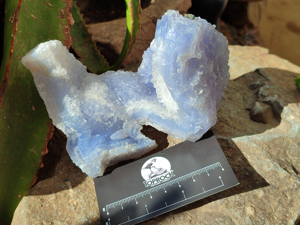 Natural Etched Blue Chalcedony Specimens x 2 From Nsanje, Malawi - Toprock Gemstones and Minerals 