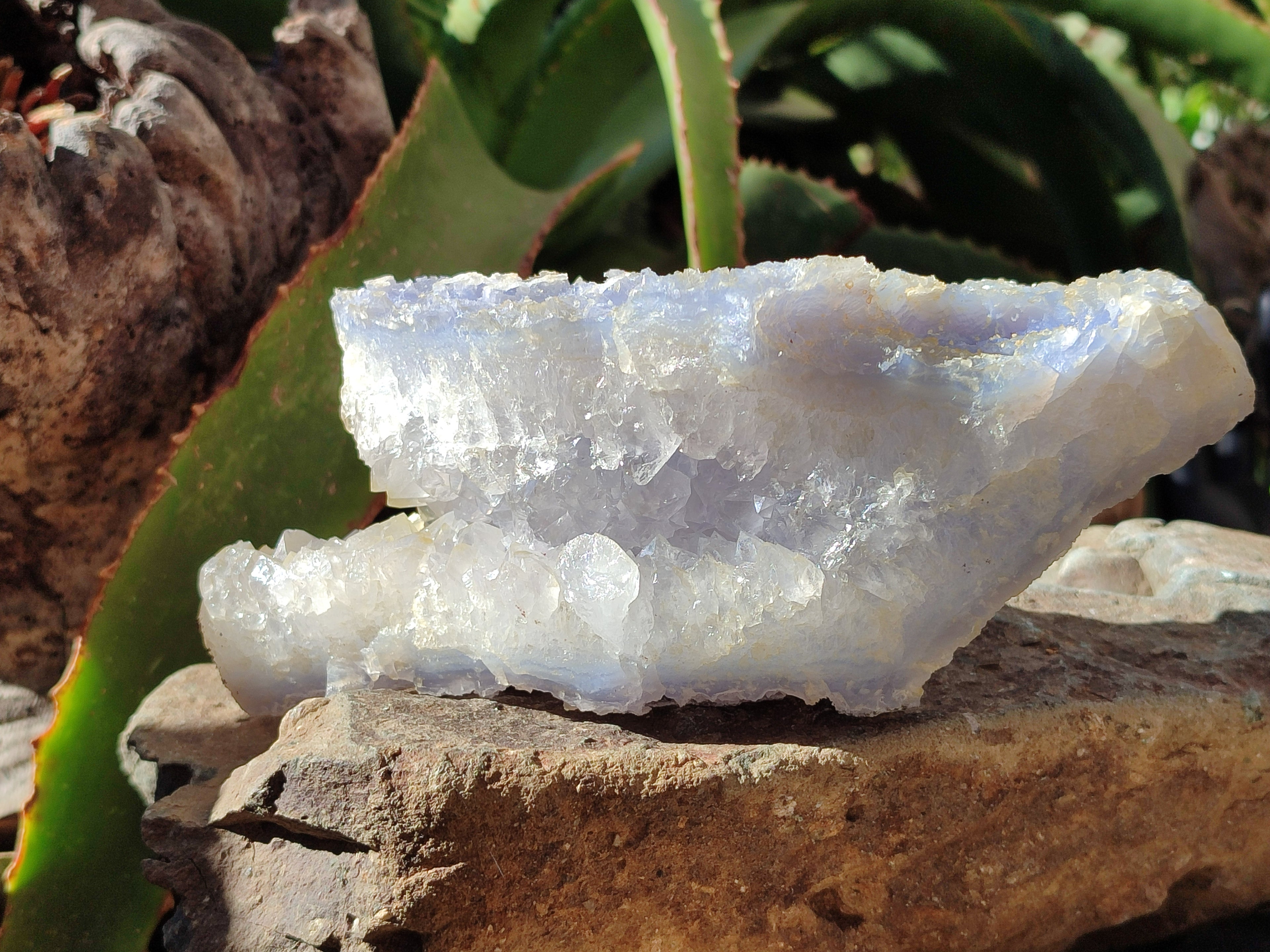 Natural Etched Blue Chalcedony Specimens x 2 From Nsanje, Malawi - Toprock Gemstones and Minerals 