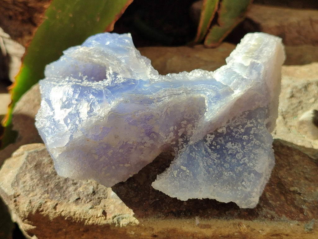 Natural Etched Blue Chalcedony Specimens x 2 From Nsanje, Malawi - Toprock Gemstones and Minerals 
