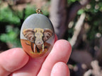 Polished Polychrome Jasper Pendant with Hand Painted Elephant - Sold Per Item - From Madagascar - Toprock Gemstones and Minerals 