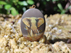 Polished Polychrome Jasper Pendant with Hand Painted Elephant - Sold Per Item - From Madagascar - Toprock Gemstones and Minerals 