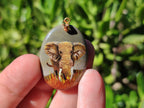 Polished Polychrome Jasper Pendant with Hand Painted Elephant - Sold Per Item - From Madagascar - Toprock Gemstones and Minerals 