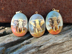 Polished Polychrome Jasper Pendant with Hand Painted Elephant - Sold Per Item - From Madagascar - Toprock Gemstones and Minerals 