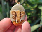 Polished Polychrome Jasper Pendant with Hand Painted Elephant - Sold Per Item - From Madagascar - Toprock Gemstones and Minerals 