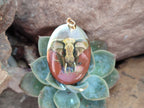 Polished Polychrome Jasper Pendant with Hand Painted Elephant - Sold Per Item - From Madagascar - Toprock Gemstones and Minerals 