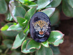 Polished Dumortierite Pendant with Hand Painted Leopard - Sold Per Item - From Mozambique - Toprock Gemstones and Minerals 