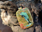 Polished Unakite Pendant with Hand Painted Dolphin - Sold Per Item - From South Africa - Toprock Gemstones and Minerals 