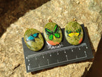 Polished Unakite Pendant with Hand Painted Butterfly - Sold Per Item - From South Africa - Toprock Gemstones and Minerals 