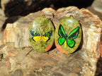 Polished Unakite Pendant with Hand Painted Butterfly - Sold Per Item - From South Africa - Toprock Gemstones and Minerals 