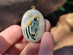 Polished Polychrome Jasper Pendant with Hand Painted Zebra - Sold Per Item - From Madagascar - Toprock Gemstones and Minerals 