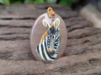 Polished Polychrome Jasper Pendant with Hand Painted Zebra - Sold Per Item - From Madagascar - Toprock Gemstones and Minerals 