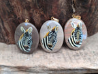 Polished Polychrome Jasper Pendant with Hand Painted Zebra - Sold Per Item - From Madagascar - Toprock Gemstones and Minerals 