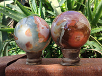 Polished Polychrome Jasper Spheres x 2 From Mahajanga, Madagascar - Toprock Gemstones and Minerals 