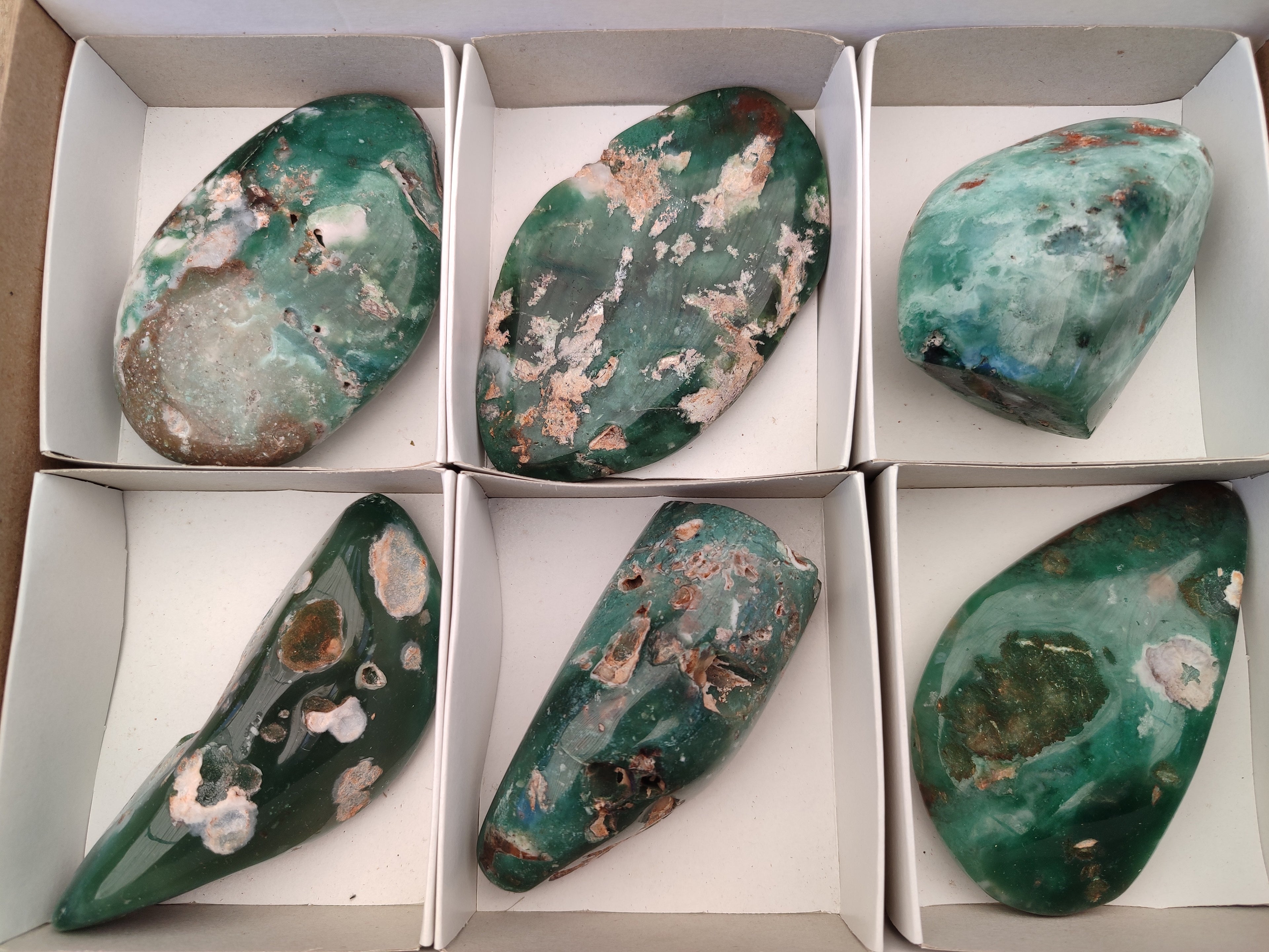 Polished Emerald Mtorolite Free Forms x 6 From Mutorashanga, Zimbabwe - Toprock Gemstones and Minerals 