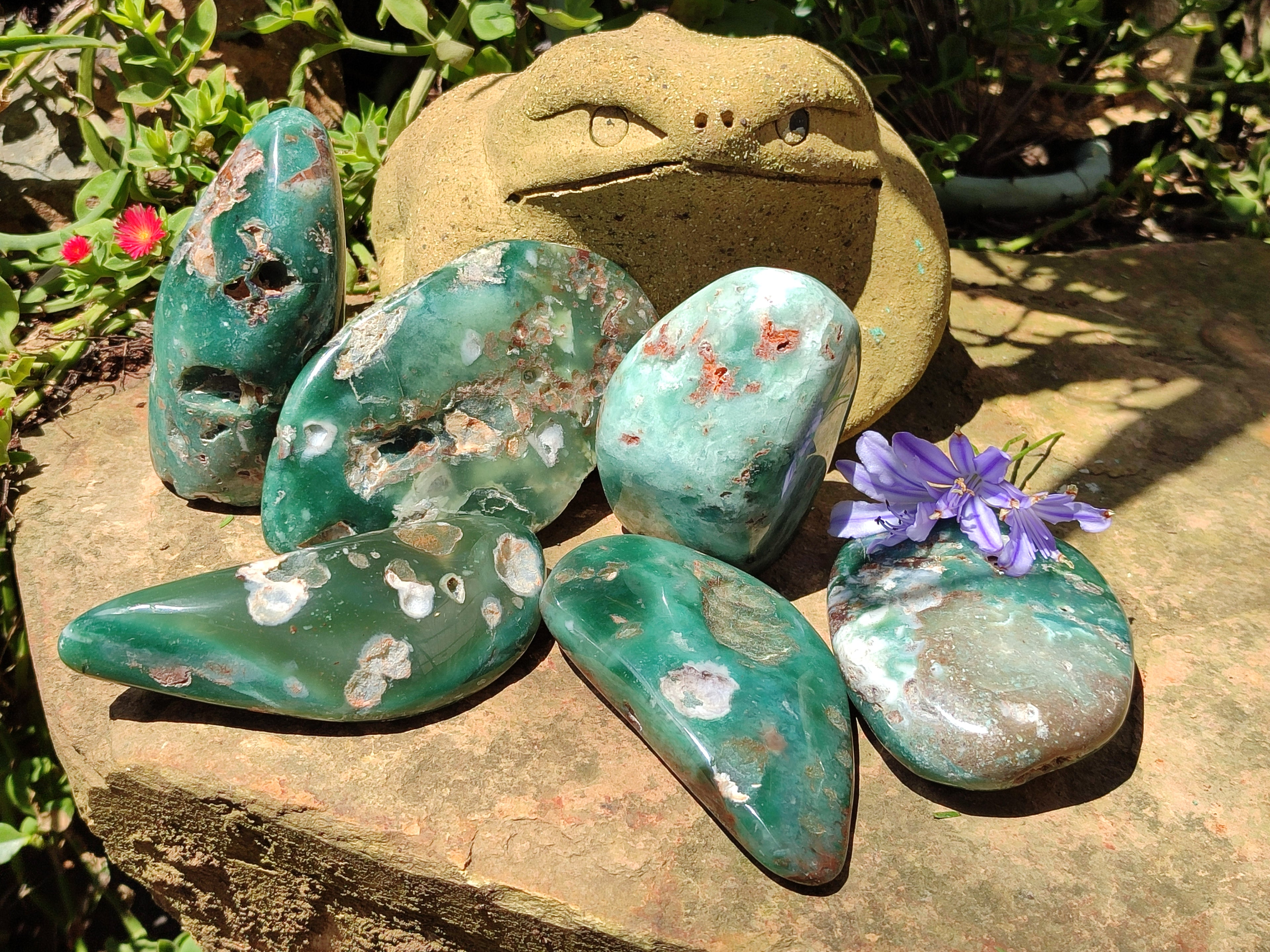 Polished Emerald Mtorolite Free Forms x 6 From Mutorashanga, Zimbabwe - Toprock Gemstones and Minerals 