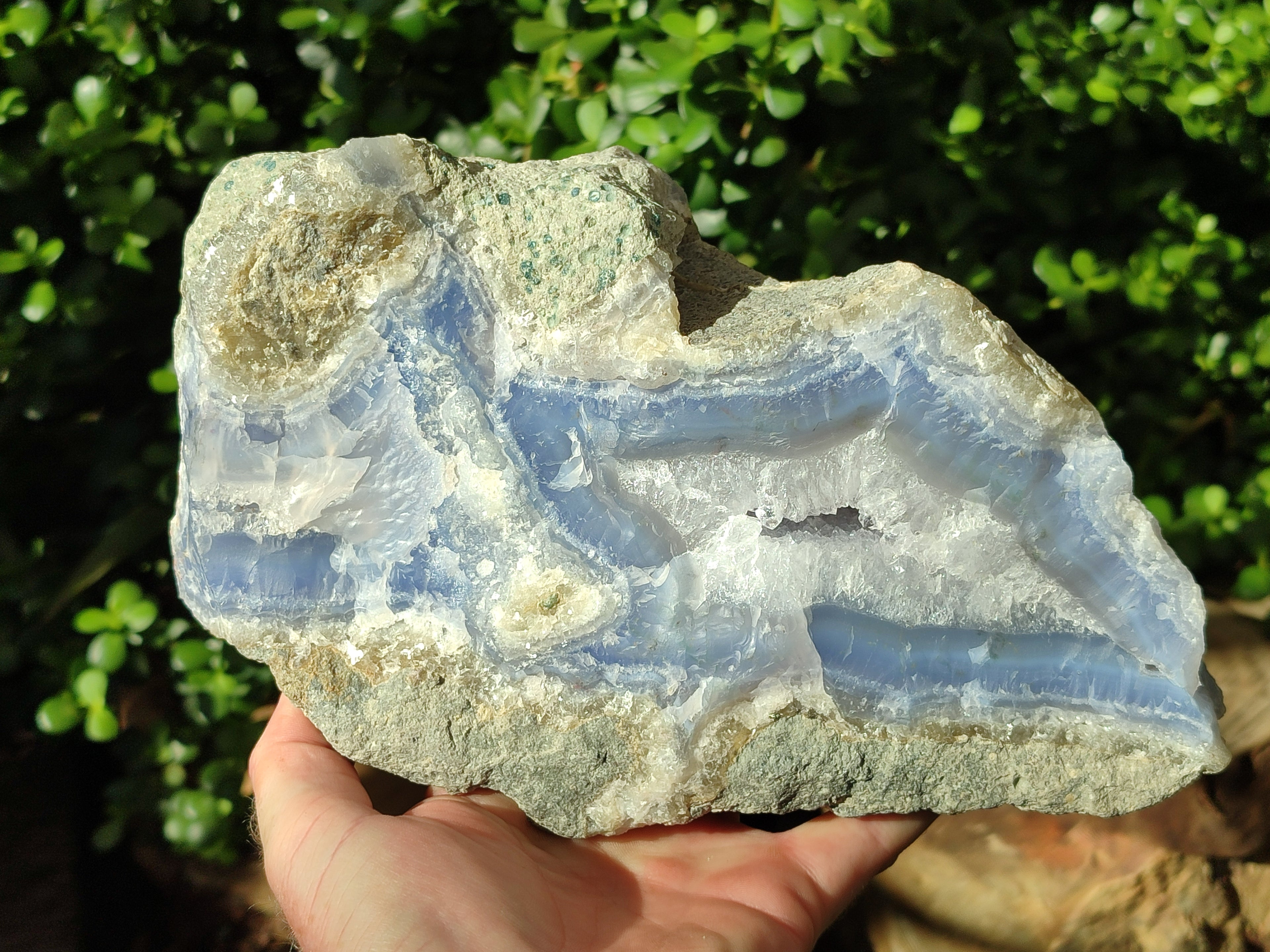 Natural Blue Lace Agate Geode Specimen x 1 From Malawi - Toprock Gemstones and Minerals 