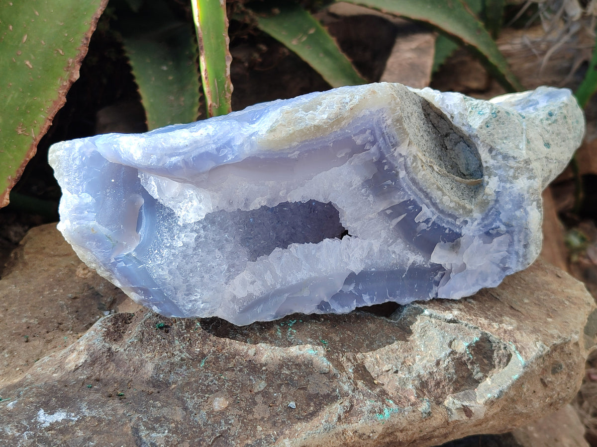 Natural Blue Lace Agate Geode Specimen x 1 From Malawi - Toprock Gemstones and Minerals 