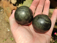 Polished Rare Pharaoh Stone Pyrite in Basalt Sphere-Balls x 3 From Iron Duke Mine, Zimbabwe - Toprock Gemstones and Minerals 