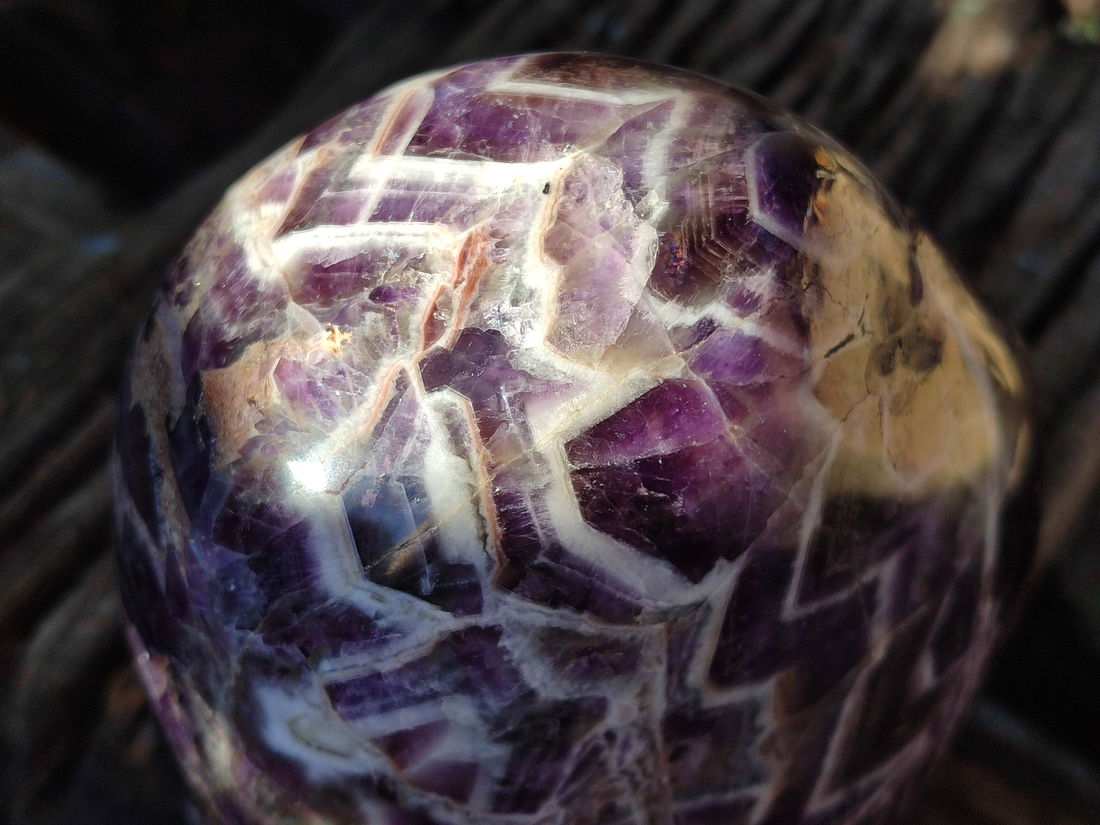 Polished Chevron Amethyst Standing Free Form x 1 From Madagascar - Toprock Gemstones and Minerals 