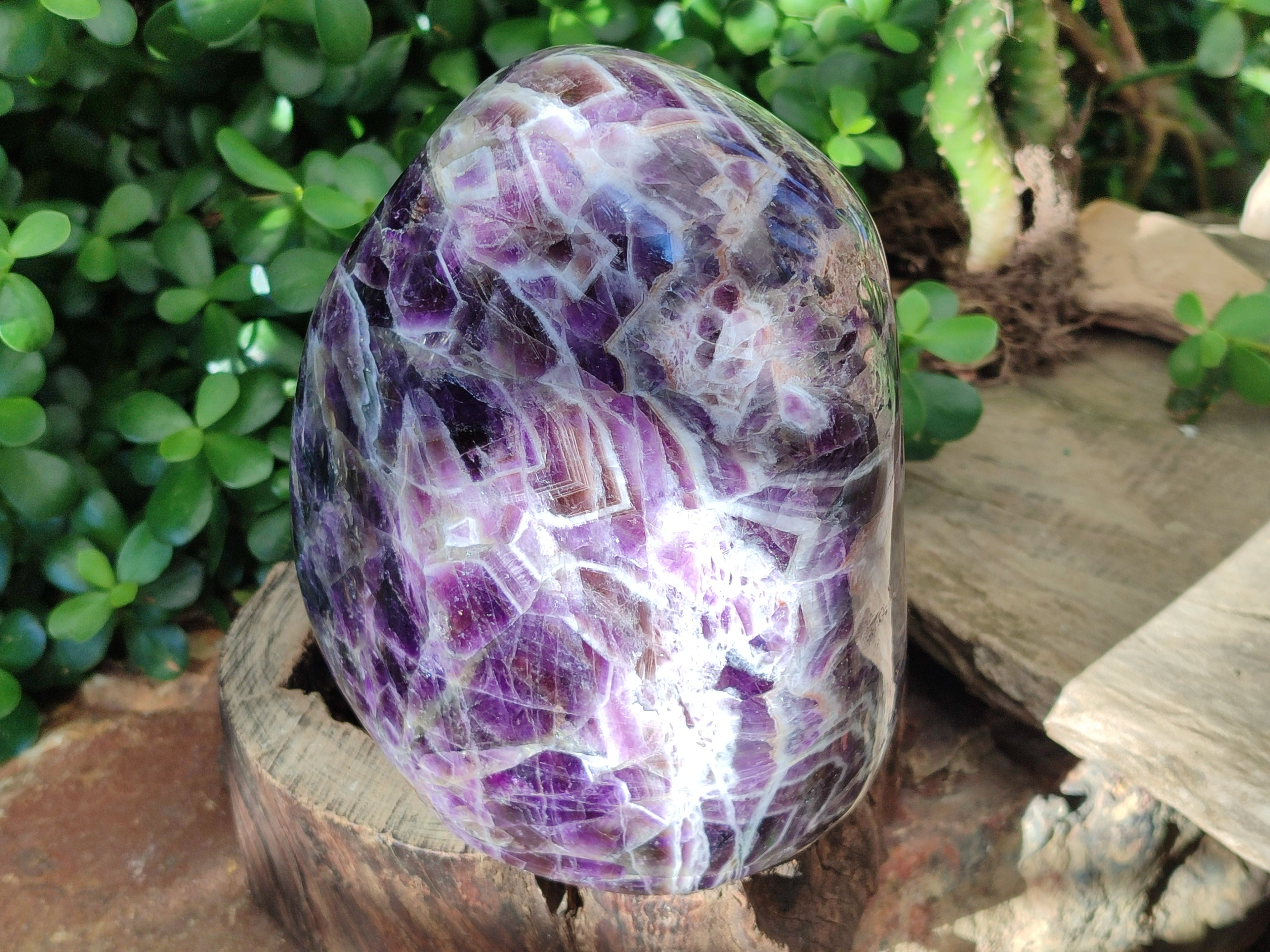 Polished Chevron Amethyst Standing Free Form x 1 From Madagascar - Toprock Gemstones and Minerals 