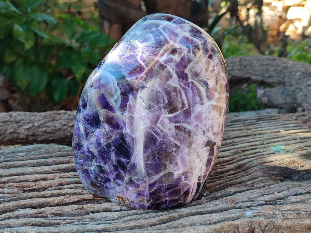 Polished Chevron Amethyst Standing Free Form x 1 From Madagascar - Toprock Gemstones and Minerals 