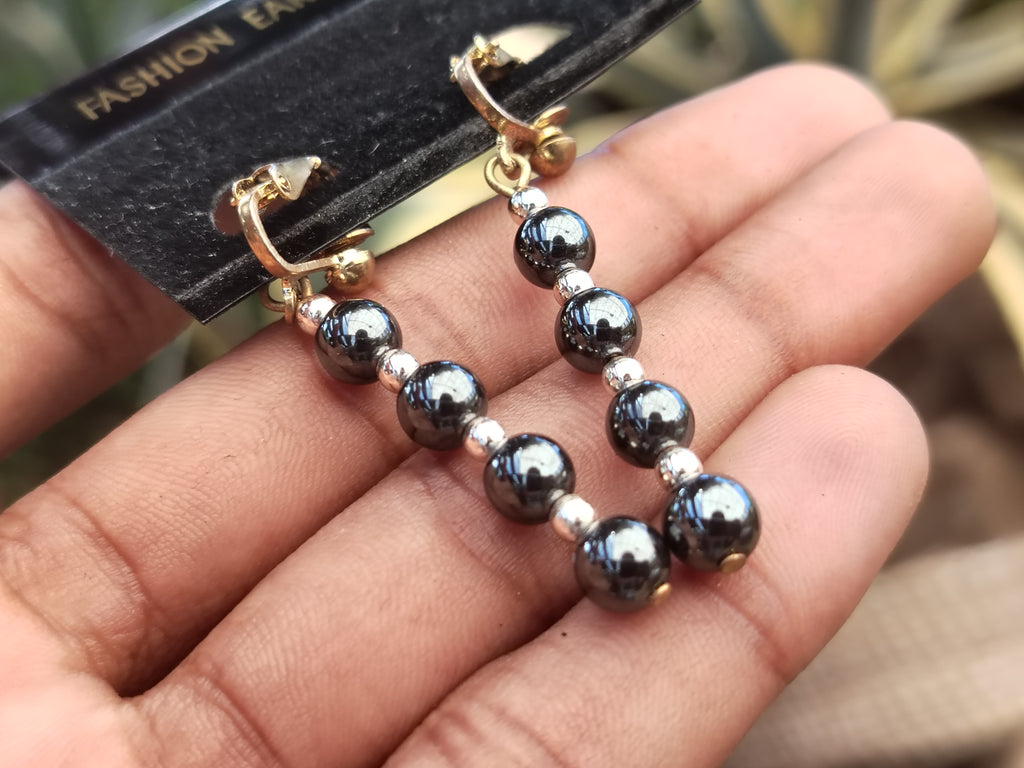 Polished Pair of Hematite Long Bead Earrings - Sold per Pair - From Southern Africa - Toprock Gemstones and Minerals 