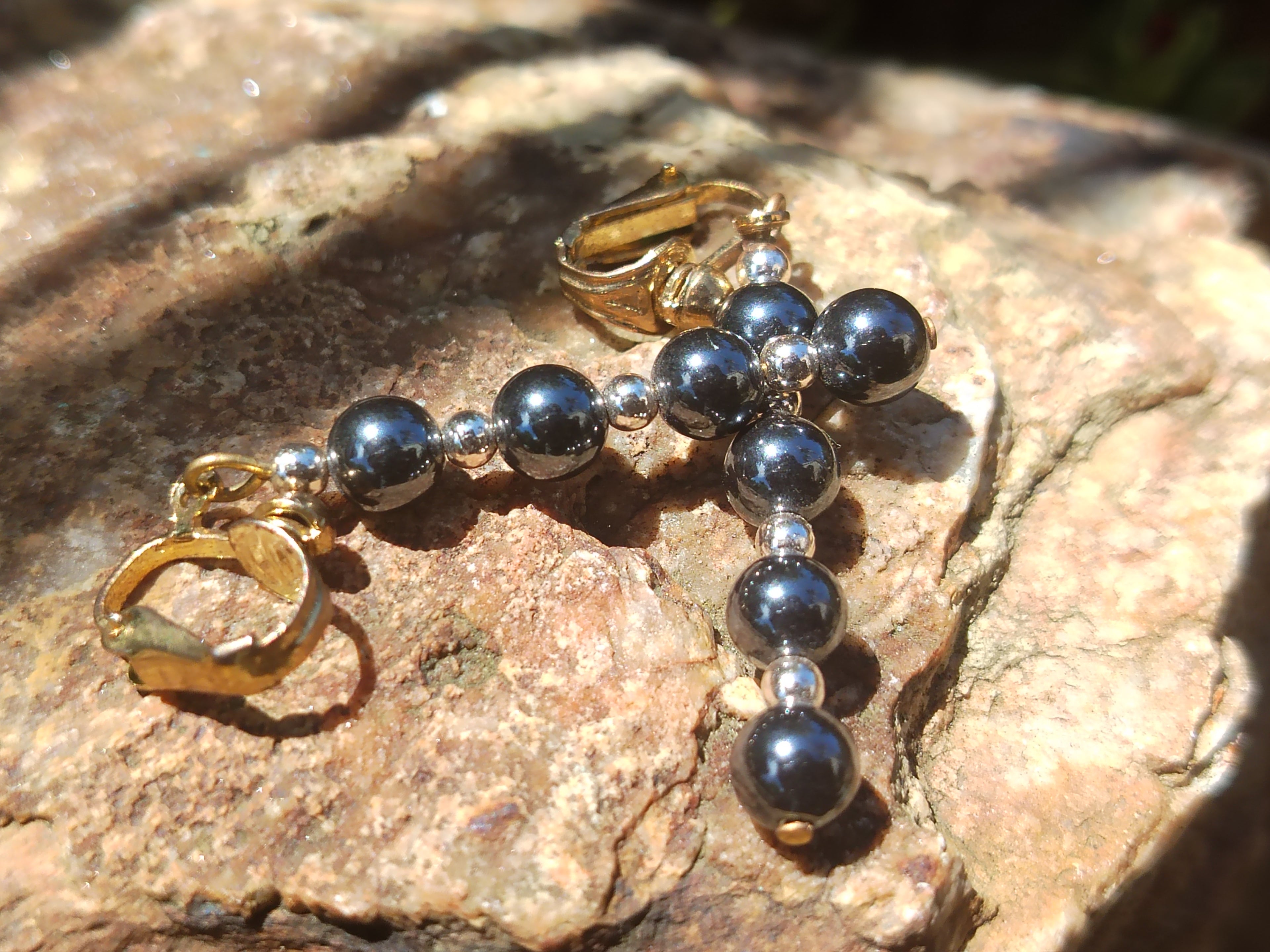 Polished Pair of Hematite Long Bead Earrings - Sold per Pair - From Southern Africa - Toprock Gemstones and Minerals 