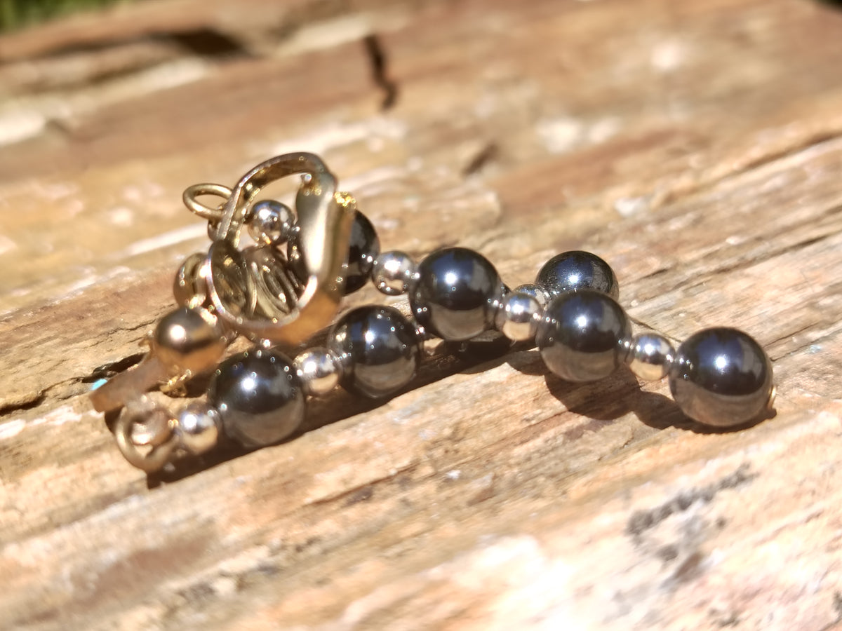 Polished Pair of Hematite Long Bead Earrings - Sold per Pair - From Southern Africa - Toprock Gemstones and Minerals 