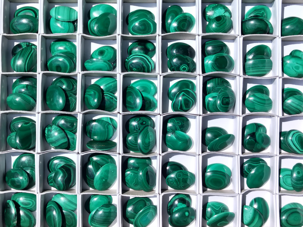 Hand Made Flower Banded Malachite Cabochons - Sold Per Item - From Congo - Toprock Gemstones and Minerals 