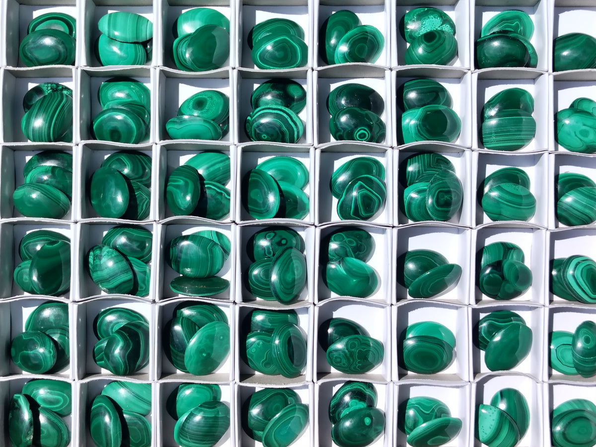 Hand Made Flower Banded Malachite Cabochons - Sold Per Item - From Congo - Toprock Gemstones and Minerals 