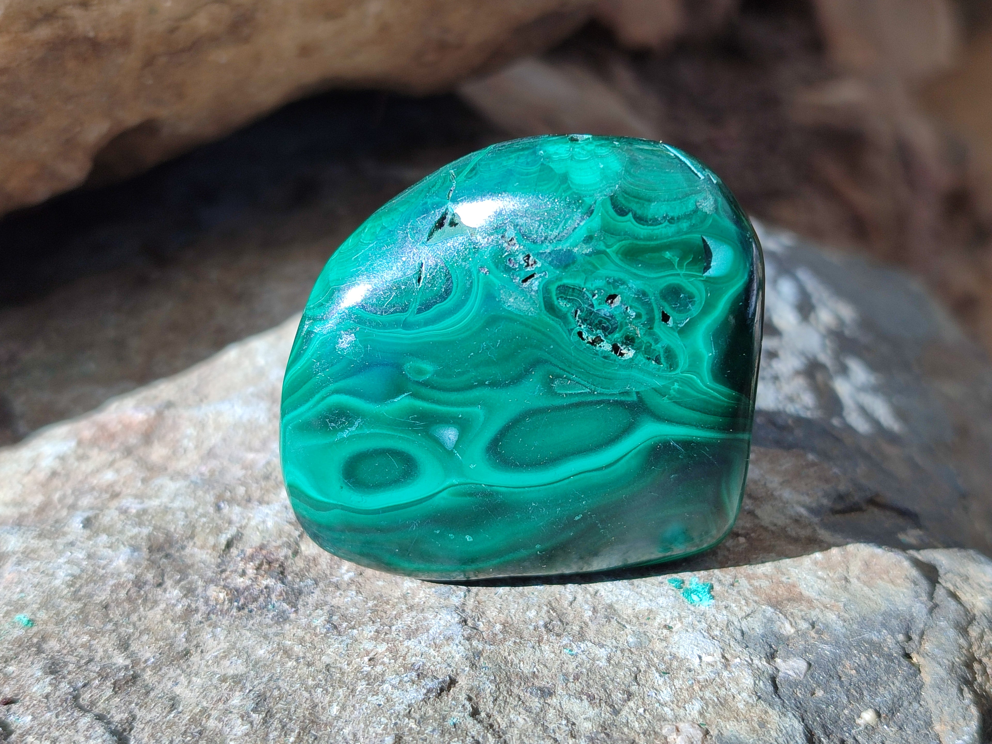 Polished Flower Banded Malachite Free Forms x 6 From Congo - Toprock Gemstones and Minerals 