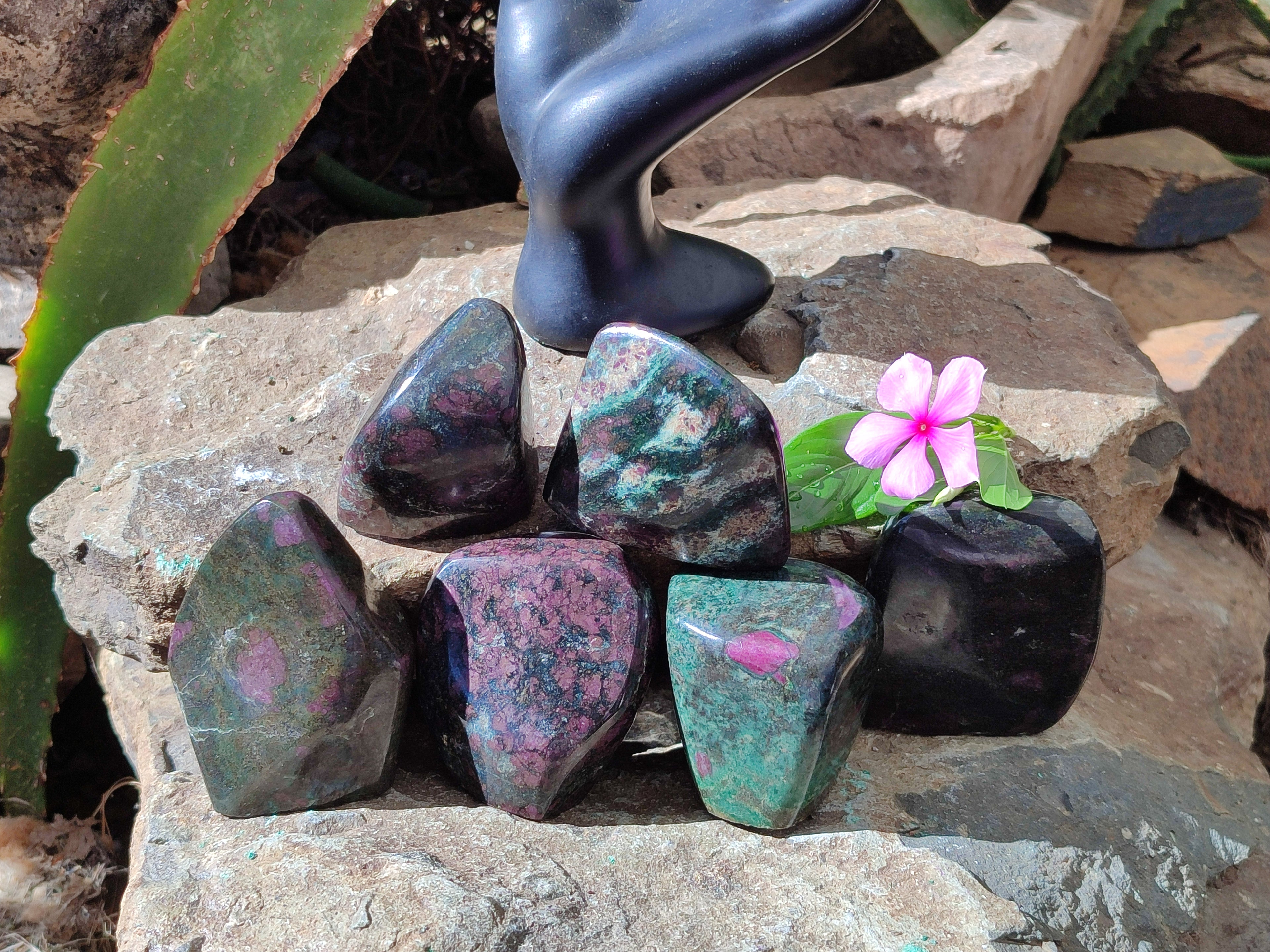 Polished Ruby Corundum In Chrome Verdite Standing Free Forms x 6 From Zimbabwe - Toprock Gemstones and Minerals 